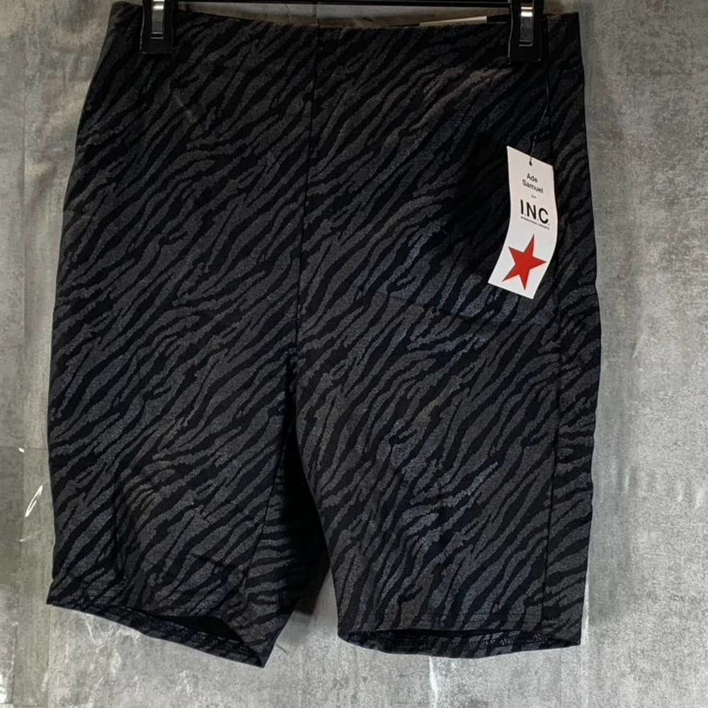 INC X Ade Samuel Women's Zuri Zebra Printed High-Rise Pull-On Biker Shorts SZ M